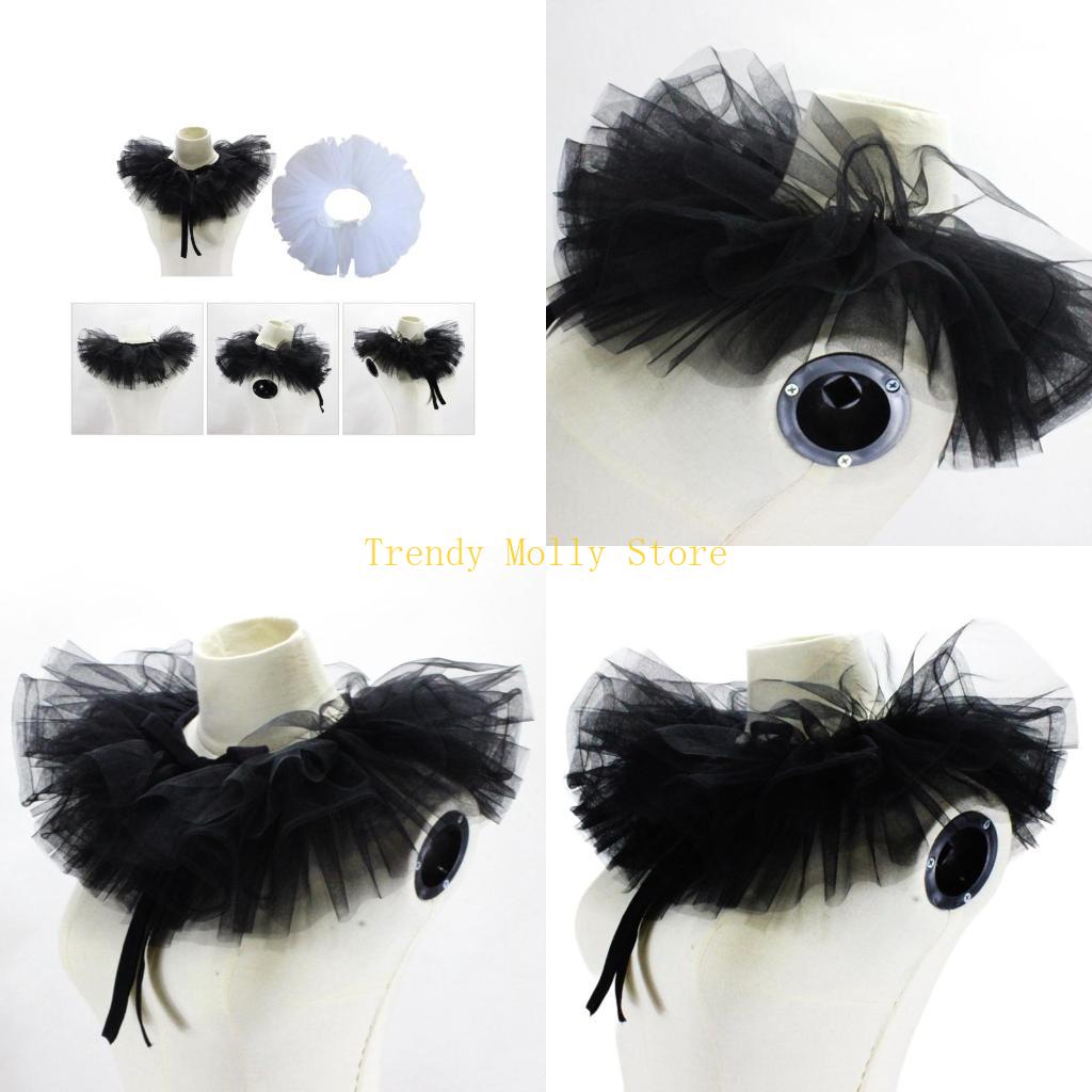 Women'S Victorian Accessories - N5KB สุภาพสตรีปลอมคอ Gothic Ruffled ปรับ Ruffle