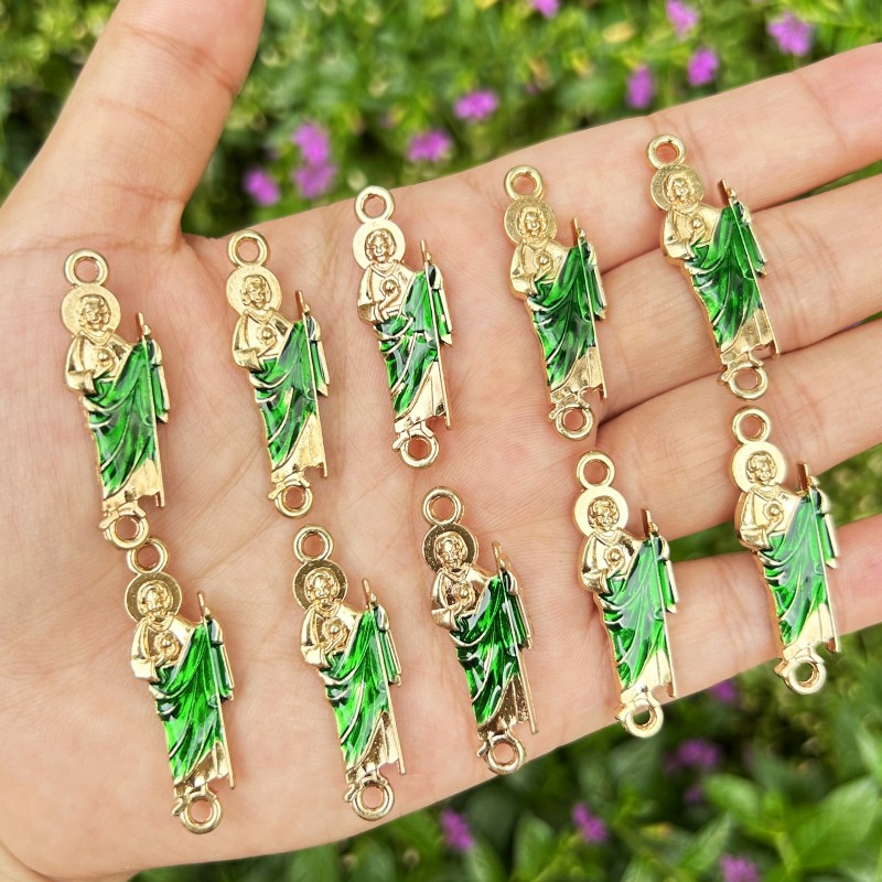 Women Juda Accessories - 10PCS สีเขียว Saint Jude สร้อยข้อมือตัวเชื่อมต่อคาทอลิก San