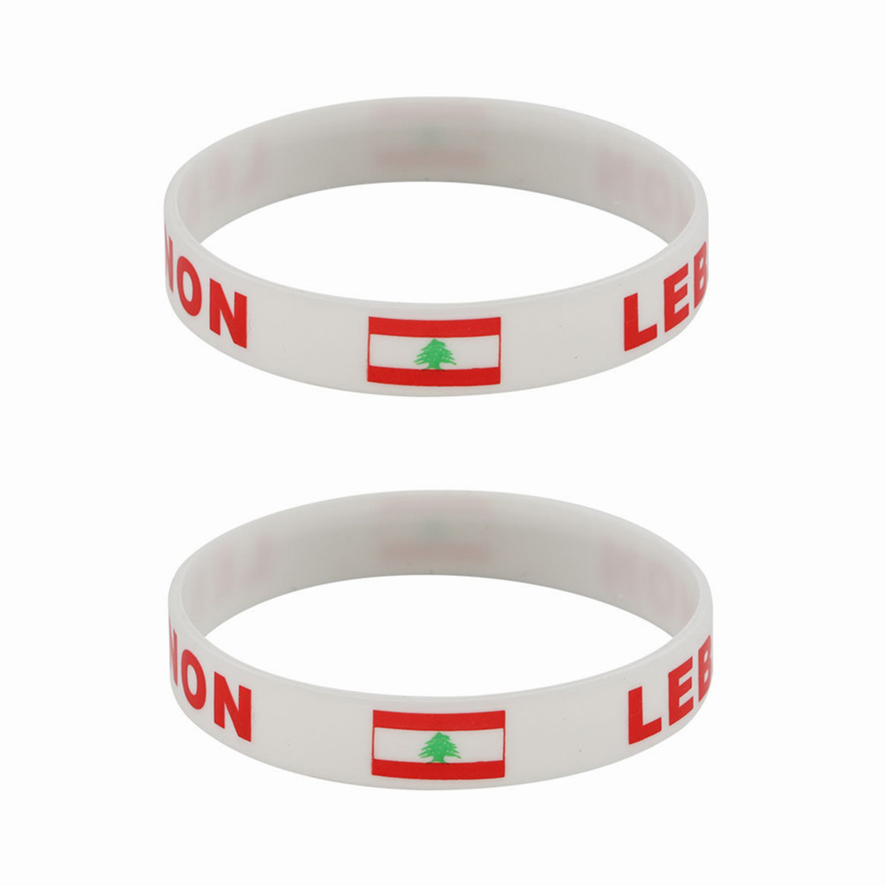 Women Accessories Lebanon - สายรัดข้อมือเล่นเกมกีฬาสร้อยซิลิโคนธงเลบานอน2ชิ้นสายรัดข้อมือประจำชาติสำหรับผู้ชายผู้หญิงเครื่องประดับแฟชั่นยางรัด