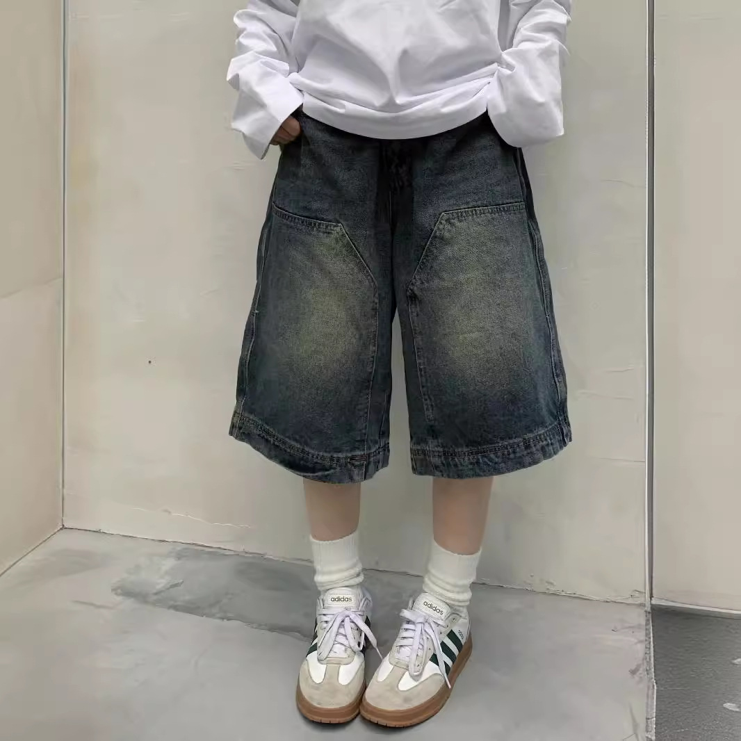Women'S Jeans Accessories - กางเกงยีนส์ขาสั้นทรงหลวมสไตล์วินเทจ Y2K สำหรับผู้หญิง กางเกงคาปรีขากว้างทรงลำลอง กางเกงยีนส์ทรงบาร์เรล กางเกงยีนส์ขาสั้นทรงโอเวอร์ไซส์สำหรับผู้ชาย