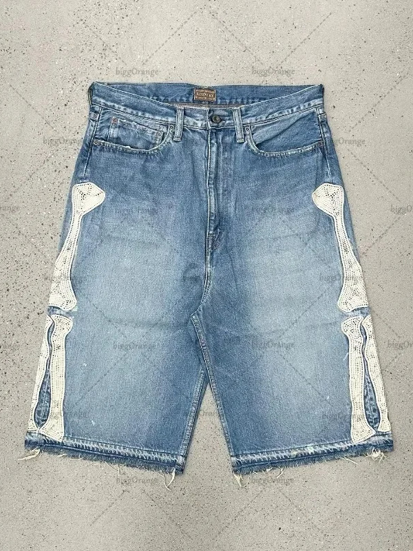 Women'S Jeans Accessories - กางเกงยีนส์ขาสั้นสไตล์วินเทจ Deeptown Y2k ฮาราจูกุ สำหรับผู้หญิง ลวดลายปักตัวอักษร