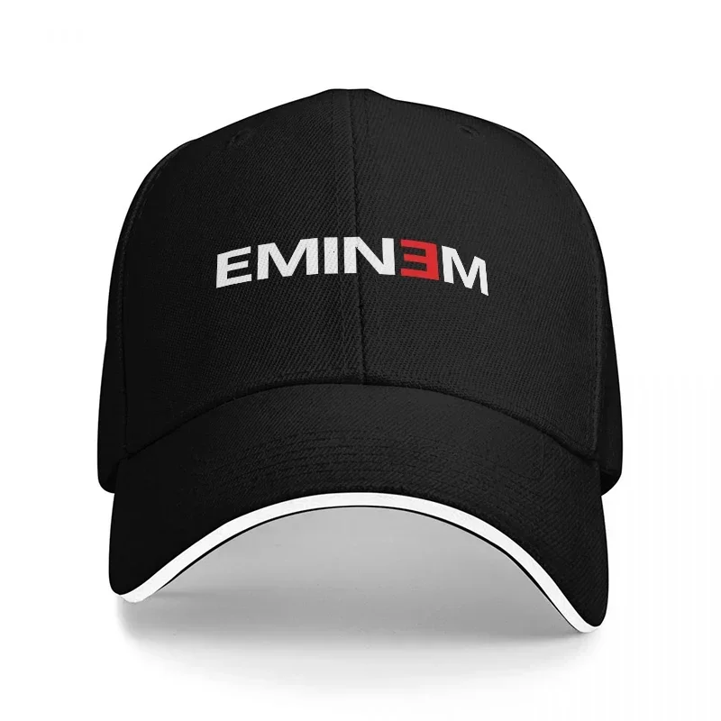 Women Accessories Logo Design - หมวกเบสบอล EMIN3M โลโก้ใหม่ สีดำขอบขาว ดีไซน์ฮิปฮอปสุดเท่ สำหรับผู้ชายและผู้หญิง