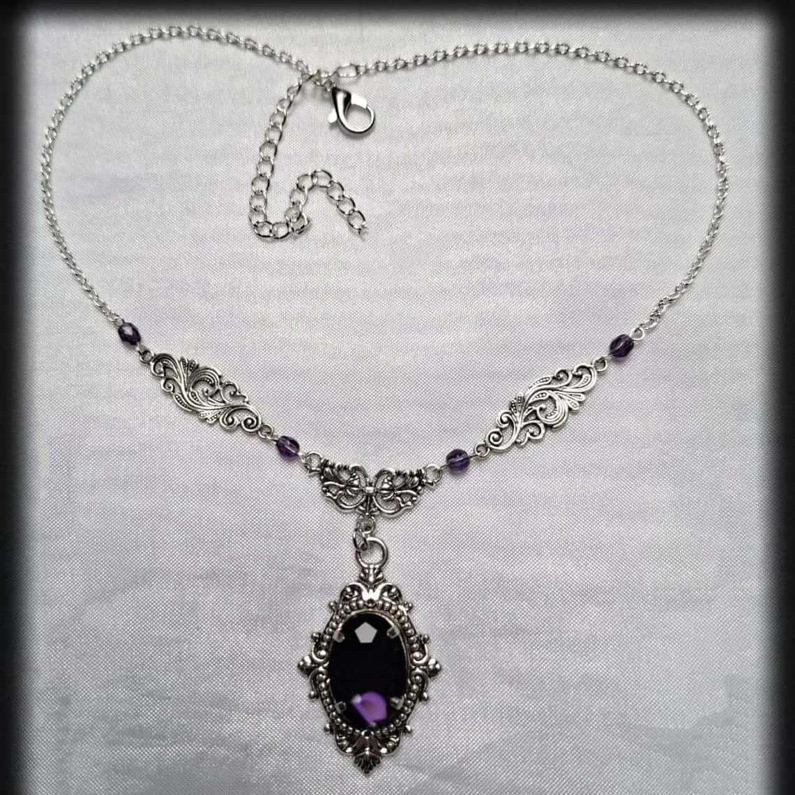 Women'S Victorian Accessories - สร้อยคอหยดน้ำมหัศจรรย์สีม่วง, เครื่องประดับแบบกอธิค, เครื่องประดับแม่มด, แบบพิธีกรรม, วิคตอเรียน, แกะสลัก,