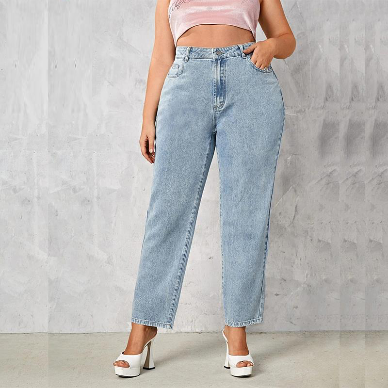 Women'S Jeans Accessories - ผู้หญิงขนาดบวกกางเกงยีนส์ฤดูใบไม้ร่วงสีน้ำเงินเข้ม175เซนติเมตรสูงยืดและหลวมซักผ้าตรง6XL 100Kgs โค้งเลดี้บางเลดี้กางเกงยีนส์