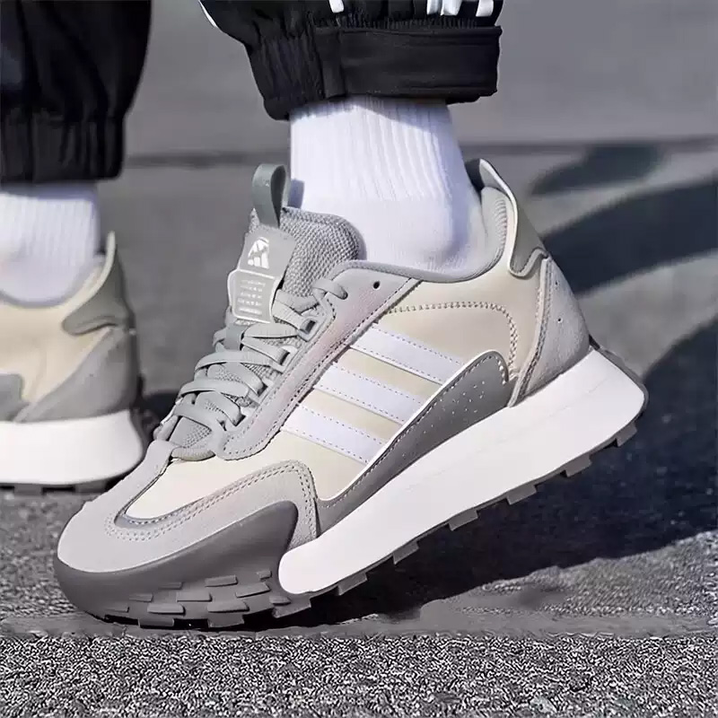Women'S Accessories Adidas - อาดิดาส บีจ เกรย์ ซูเอดรองเท้าผ้าใบเดินป่าสีขาวสามแถบแพลตฟอร์มหนาแบบลำลองสำหรับกลางแจ้งรองเท้าผู้ชายผู้หญิง KJ2055