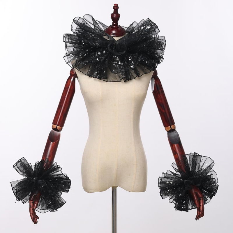 Women'S Victorian Accessories - ชุดคอเสื้อคอร์เซ็ทแต่งระบายสไตล์ตัวตลก คอเสื้อคอร์เซ็ทแต่งระบายสีขาว ชุดคอเสื้อคอร์เซ็ทแต่งระบายสไตล์ยุคกลางวิกตอเรียน
