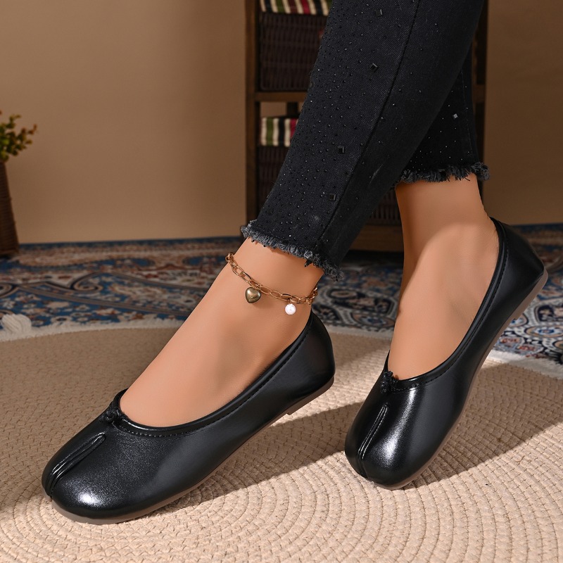 Women'S Jeans Accessories - รองเท้าหนังผู้หญิงแบบสวม สไตล์ลำลอง หัวแยก ทรงโลฟเฟอร์ แมรี่เจนส์ โมคาซิน