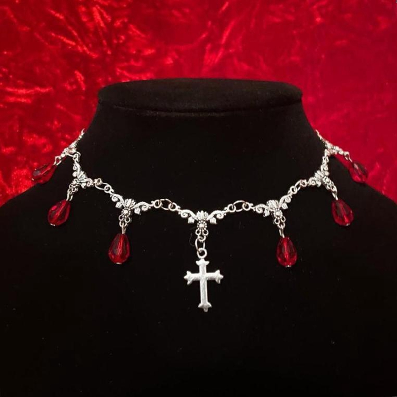 Women'S Victorian Accessories - แวมไพร์กัดChokersเลือดหยดCrossสร้อยคอโรแมนติกGothic Victorian Gorgeousเครื่องประดับแฟชั่นผู้หญิงของขวัญปาร์ตี้ฮาโลวีน