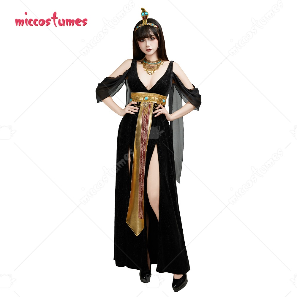 Women Accessories In Egypt - ชุดคอสตูมอียิปต์สำหรับผู้หญิงจาก US Stock Miccostumes ชุดแต่งกายราชินีอียิปต์พร้อมเครื่องประดับสำหรับงานปาร์ตี้ฮาโลวีน