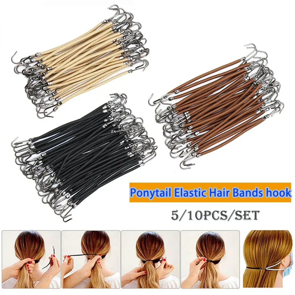 Women Accessories Combo - 5/10PCS หางม้ายางยืดหยุ่นผมสําหรับผู้หญิงปืน Hooks อุปกรณ์เสริมผมผมจัดแต่งทรงผมเครื่องมือผู้ถือ Bungee Bands