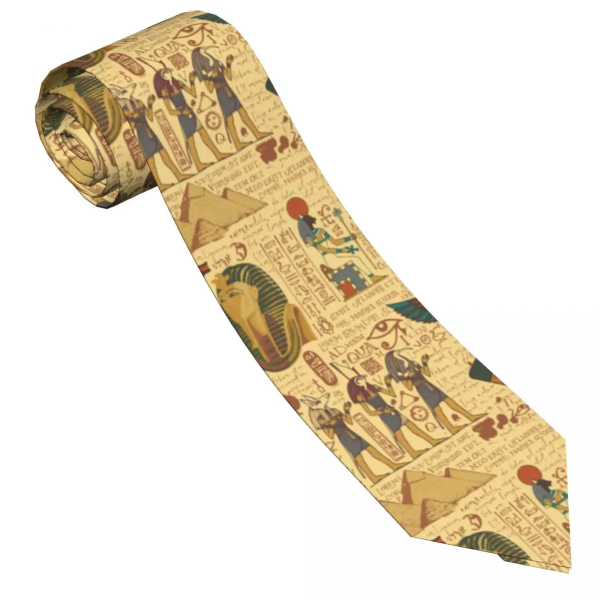 Women Accessories In Egypt - เนคไทลายหัวลูกศรแบบลำลองสำหรับผู้ชาย, เนคไทลายอียิปต์โบราณเนคไทแบบบางสำหรับใส่ไปงานปาร์ตี้แบบเรียบง่าย