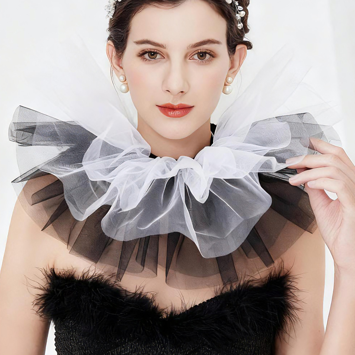 ปกคอระบายผ้าทูลล์แฟชั่นสำหรับผ - Women'S Victorian Accessories บทวิจารณ์และราคา