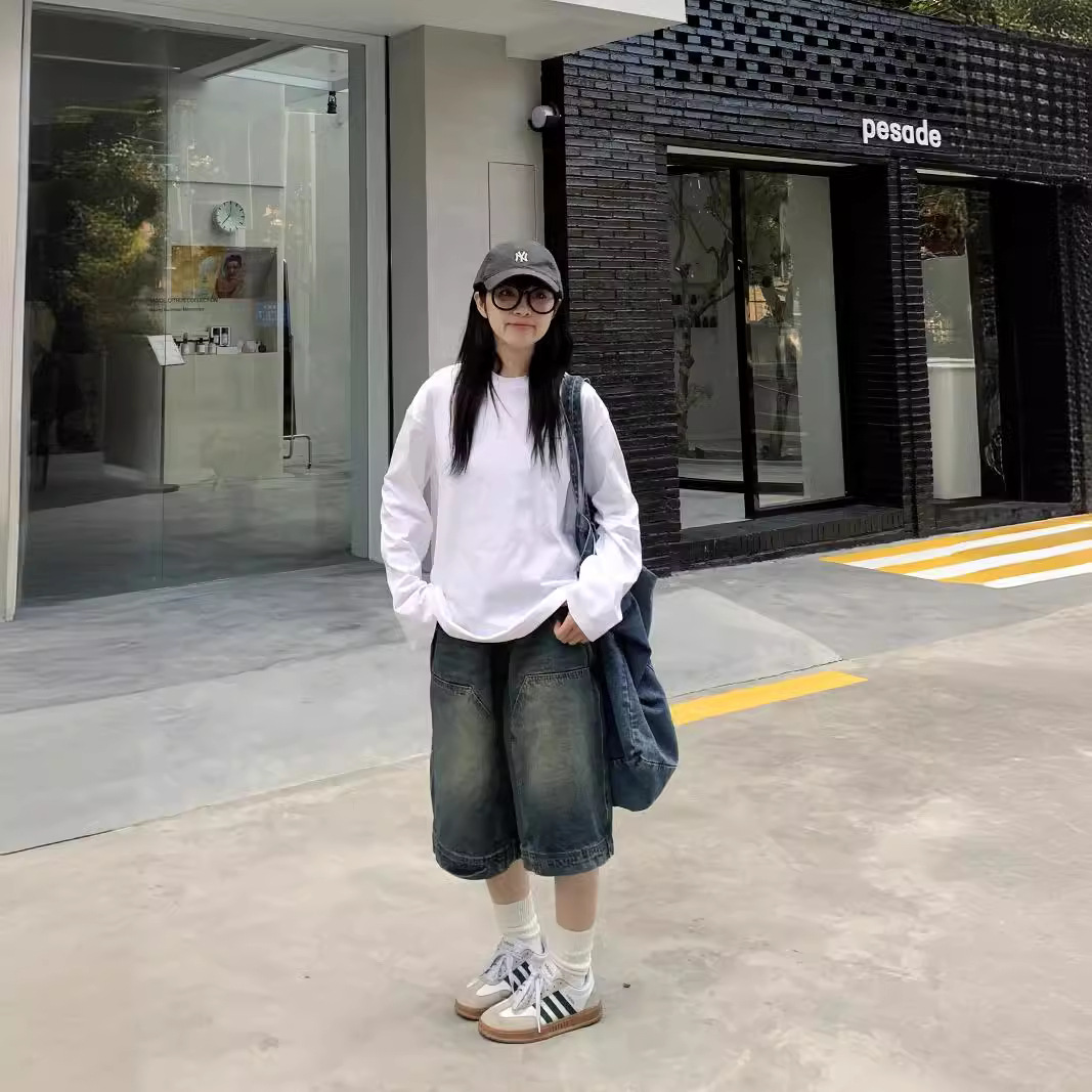 กางเกงยีนส์ขาสั้นทรงหลวมสไตล์ว - Women'S Jeans Accessories บทวิจารณ์และราคา