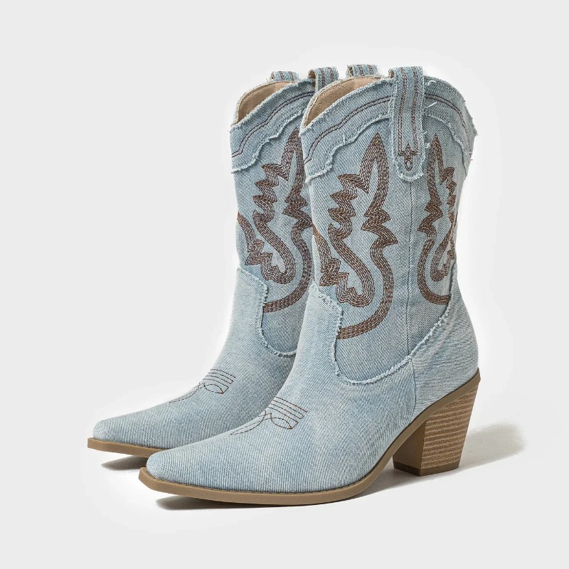 รองเท้าบูทคาวบอยสไตล์ตะวันตกปั - Women'S Jeans Accessories บทวิจารณ์และราคา