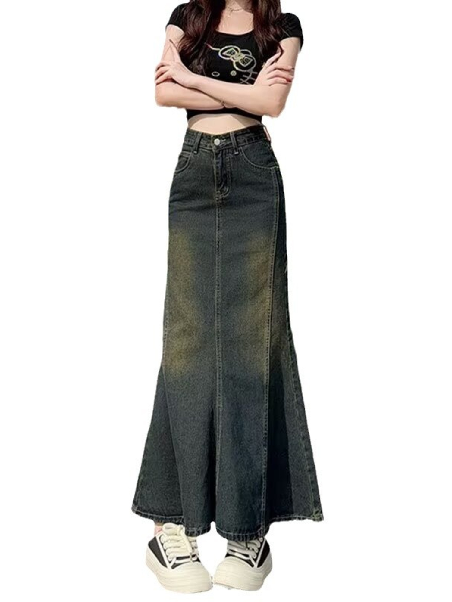 กระโปรงยีนส์ทรงเมอร์เมดวินเทจส - Women'S Jeans Accessories บทวิจารณ์และราคา