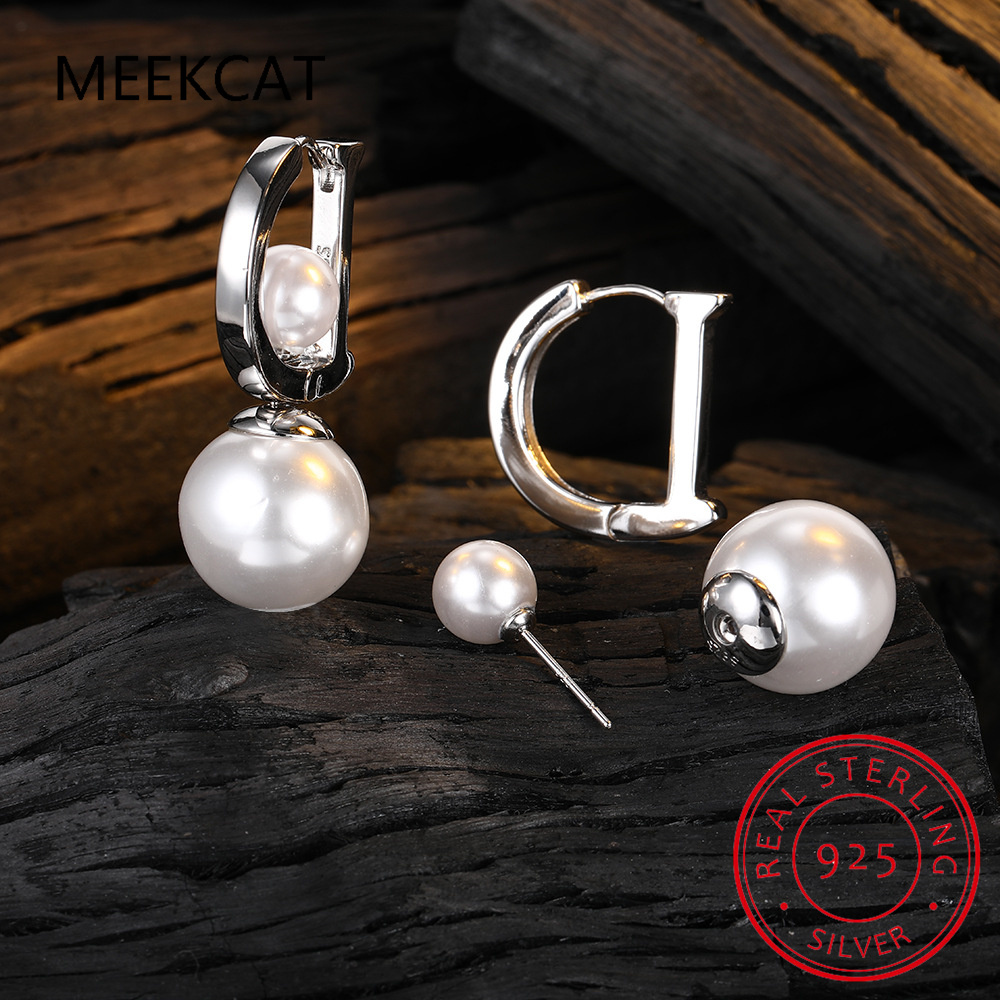 ต่างหูห่วงรูปตัว D ประดับมุก เ - Women Accessories In English บทวิจารณ์และราคา