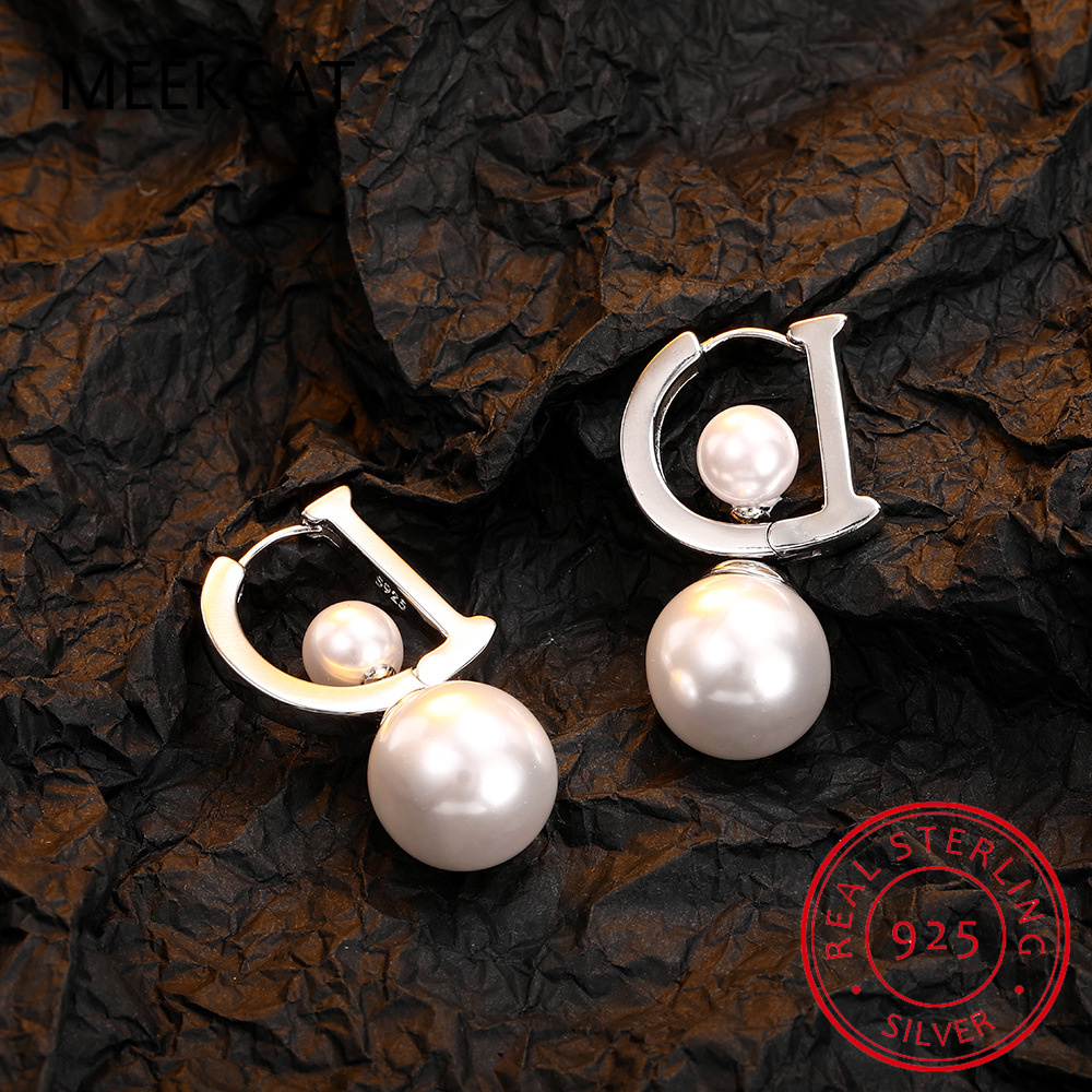 ต่างหูห่วงรูปตัว D ประดับมุก เ - Women Accessories In English บทวิจารณ์และราคา